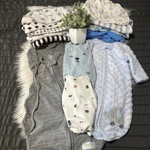 Newborn sleep bundle. Swaddles/nightgowns/sleep sack. [1H].